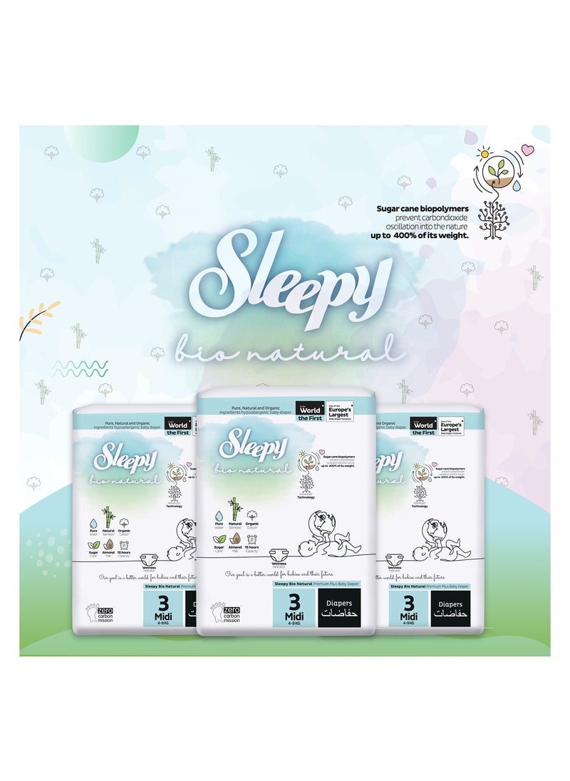 Sleepy - Sleepy Bio Natural Premium Size 3 Diapers 168 Count 2-5Kg Hypoallergenic Water Based  Almond Milk  Vegan  100% Leakproof - Image 1