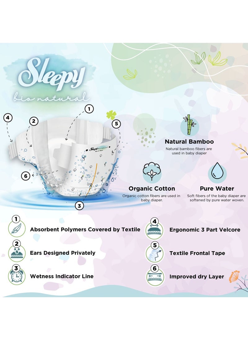 Sleepy - Sleepy Bio Natural Premium Size 3 Diapers 168 Count 2-5Kg Hypoallergenic Water Based  Almond Milk  Vegan  100% Leakproof - Image 1