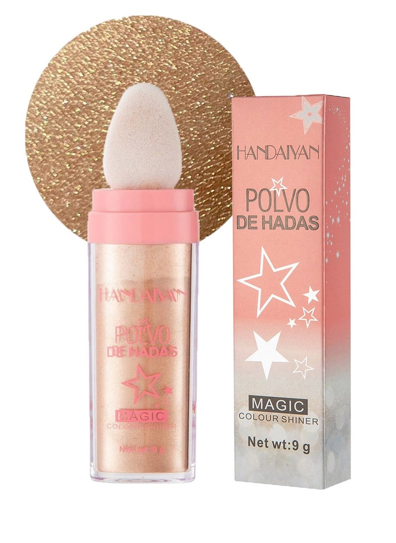 Handaiyan Body Shimmer Powder Polvo De Hadas Fairy Highlighter Glitter Natural Pigment Shiner Stick Loose Oil Glow Body Brighten Dust with Puff Makeup Three-Dimensional Face,Eyeshadow,Eye,Hair,Body,Hair  - Image 1