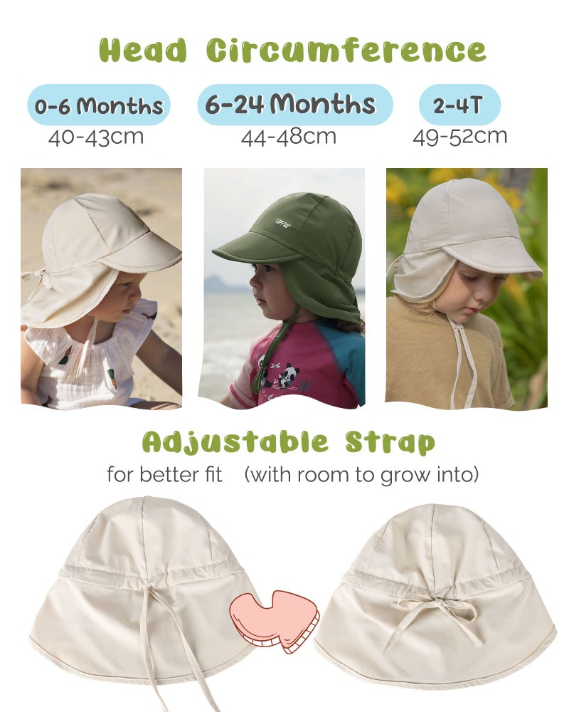 FURTALK Baby sun Hat with Neck Flap UPF 50+ Adjustable Baby Boys Girls Summer Beach Hat for Traveling Swim Hat Beige - Image 5