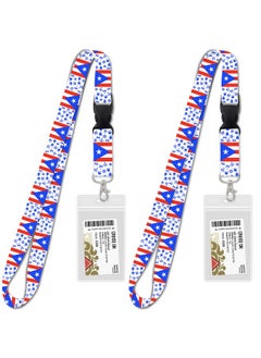 Cruise On Puerto Rico Flag Lanyard [2-Pack] Lanyards With Id Holder, Key Ring & Retractable Reel For Cruises And Travel In 2024 & 2025  - Image 1