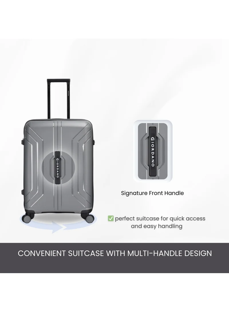GIORDANO Set of 3 Giordano Luggage Sets of 3 Hard Shell PP Durable Lightweight Carry on Travel Suitcase with Double Spinner Wheels, Secure Combination Lock Trolley Bag, Unbreakable Hardcase Suitcase Set Grey (S+M+L)  | Best Price UAE