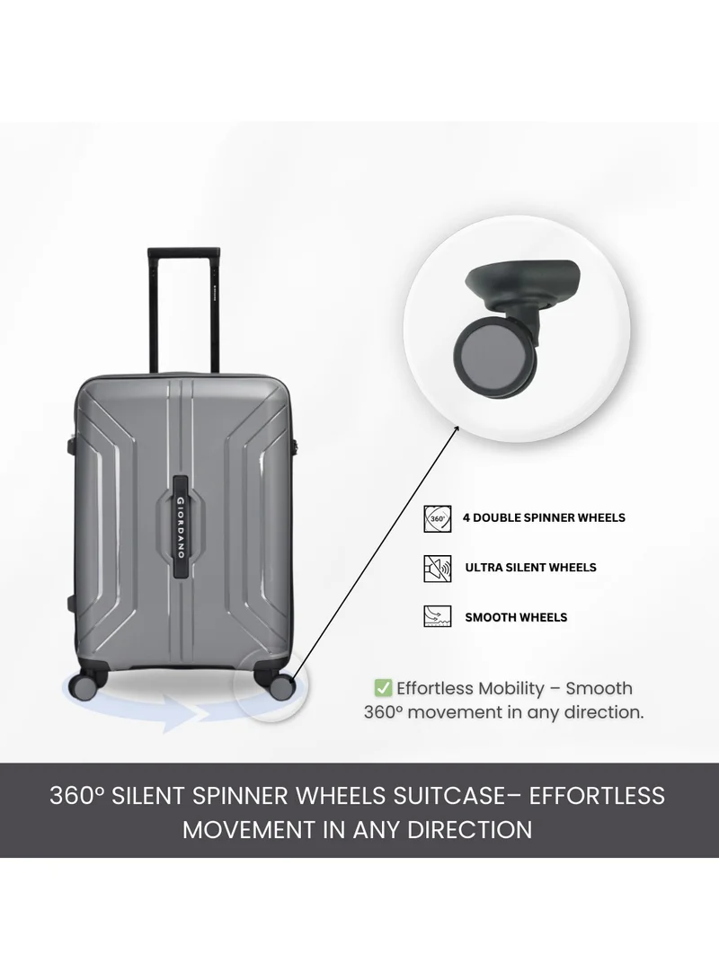 GIORDANO Set of 3 Giordano Luggage Sets of 3 Hard Shell PP Durable Lightweight Carry on Travel Suitcase with Double Spinner Wheels, Secure Combination Lock Trolley Bag, Unbreakable Hardcase Suitcase Set Grey (S+M+L)  | Best Price UAE
