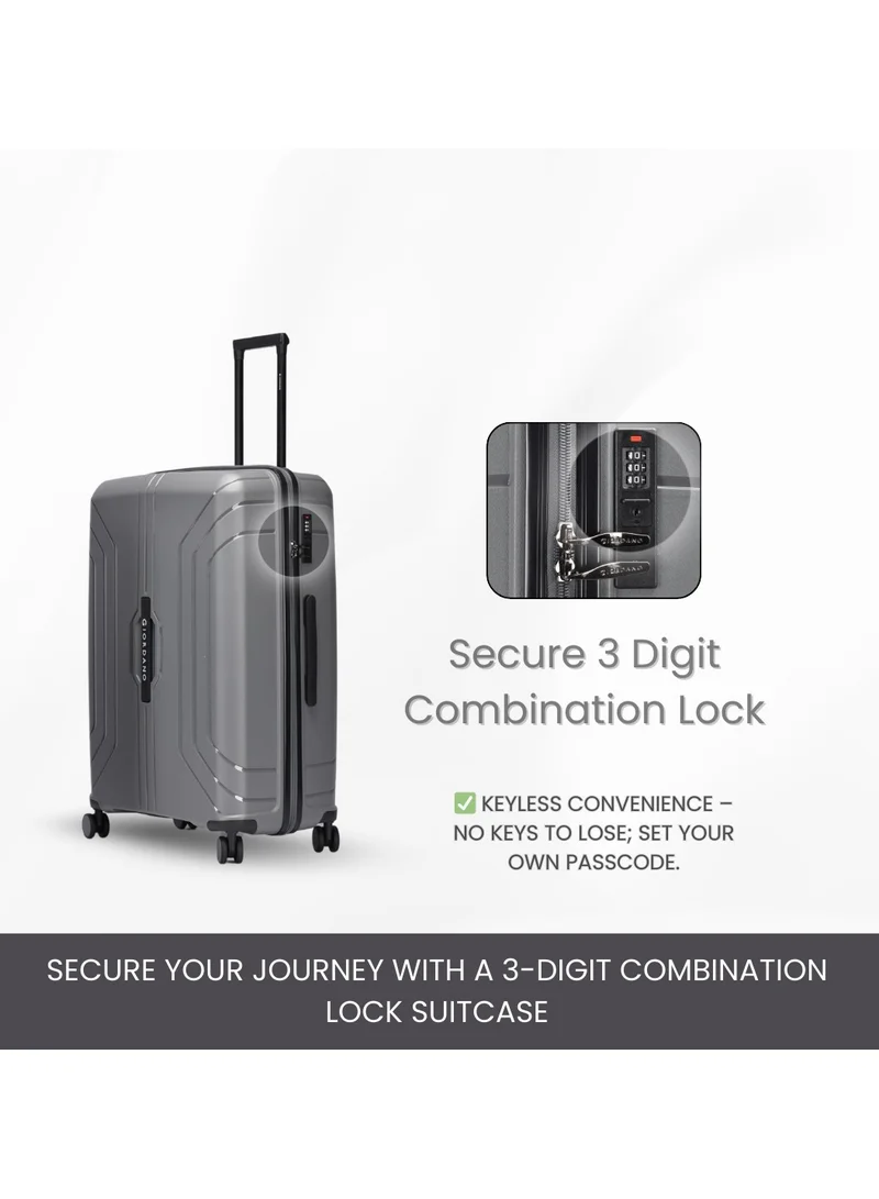 GIORDANO Set of 3 Giordano Luggage Sets of 3 Hard Shell PP Durable Lightweight Carry on Travel Suitcase with Double Spinner Wheels, Secure Combination Lock Trolley Bag, Unbreakable Hardcase Suitcase Set Grey (S+M+L)  | Best Price UAE