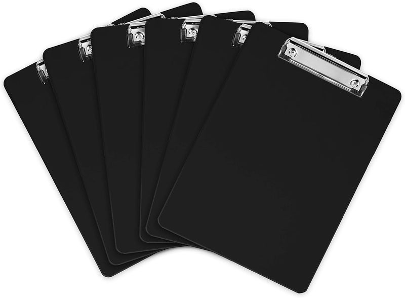 Office Solutions Direct Black Plastic Clipboards (Set of 6) Multipack - 12.5x9 Inch Clipboard Holds 100 Sheets, Low Profile | Colored Acrylic Clip Boards in Bulk for Kids & Professionals - Image 1
