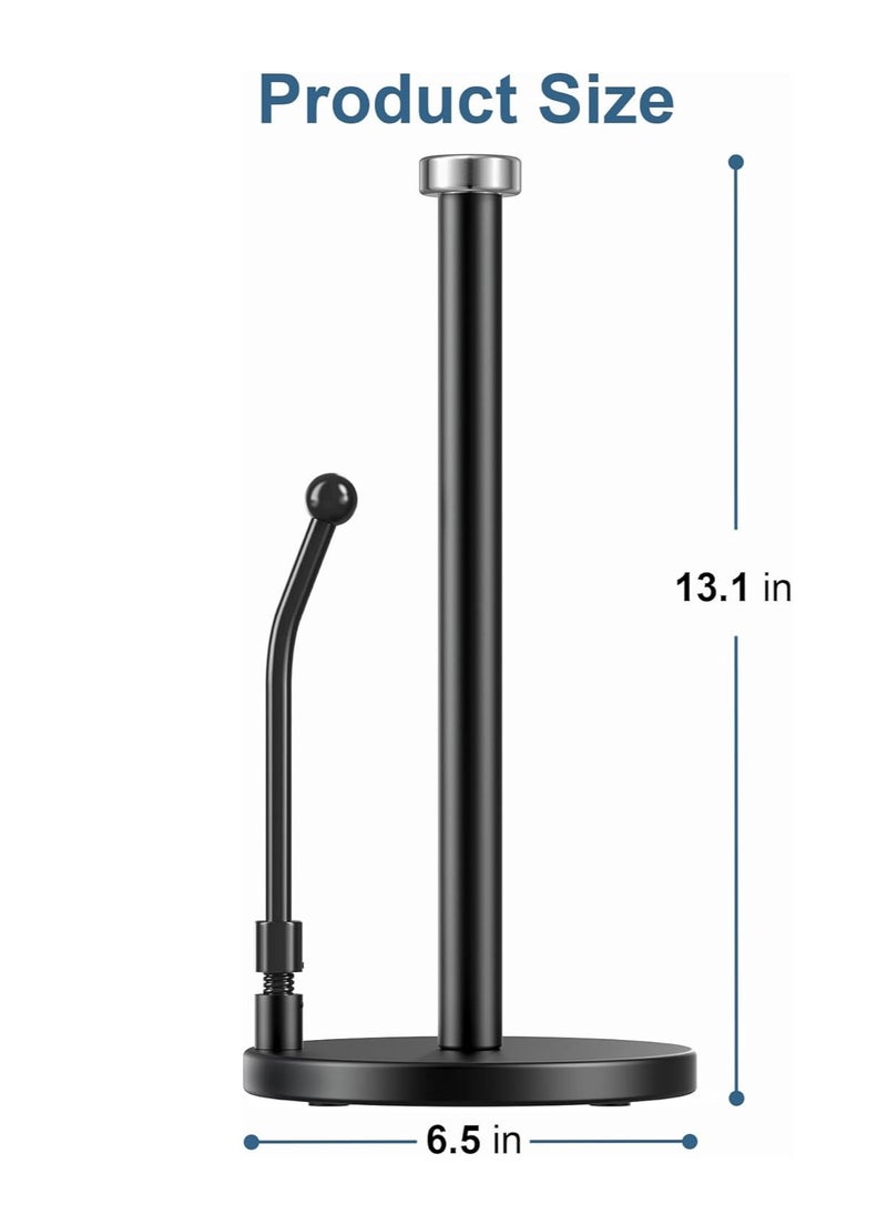 MIXDE Paper Towel Holder, Paper Towel Dispenser Standing Weighted Base Non-Slip, Spring Arm Fit Most Size Paper Roll, Stainless Steel Paper Towel for Home Kitchen Countertop Tabletop (Black)  - Image 3