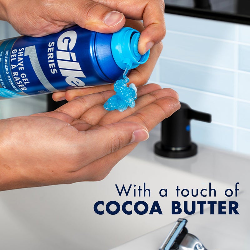 Gillette Series 3X Moisturizing Shave Gel, 6 Count, 7oz Each, Lubrication to Protect Against Irritation, Blue-White, 7 Ounce (Pack of 6) - Image 3