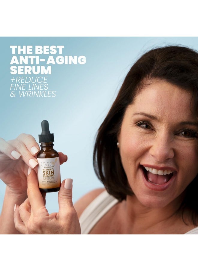 Eva Naturals - Vitamin C Serum for Face - Skin Clearing Serum with Salicylic Acid Retinol, Niacinamide and Hyaluronic Acid - Skin Brightening Acne Serum - Anti Aging Dark Spot Treatment(1 oz) - Image 1