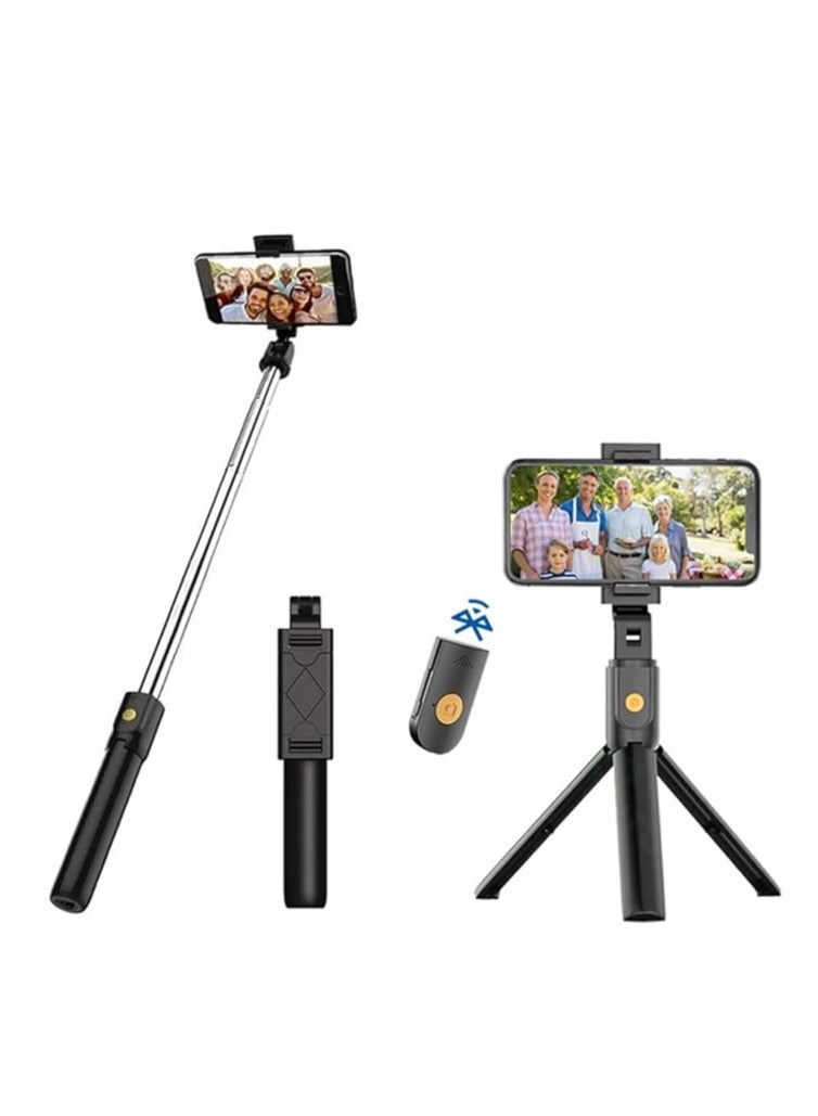 Fomoyi Bluetooth Selfie Stick Tripod,3 in 1 Extendable and Portable Selfie Stick with Detachable Wireless Remote for Travel, Compatible with iPhone/Samsung/Huawei and More - Image 1