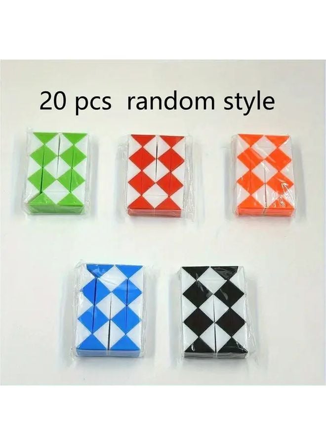 20 Pcs Random Color Mini Snake Cube Puzzle Set Brain Teaser Twistable Cube Party Gift - Image 1