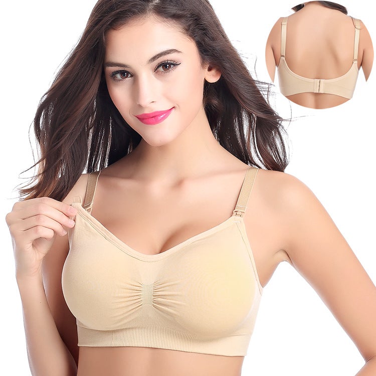 Nursing Bra Open Buckle Without Steel Ring Double Layer Seamless Postpartum Nursing Bra Underwear With Detachable Breathable Breast Pad - Image 3