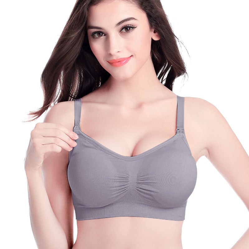 Nursing Bra Open Buckle Without Steel Ring Double Layer Seamless Postpartum Nursing Bra Underwear With Detachable Breathable Breast Pad - Image 5