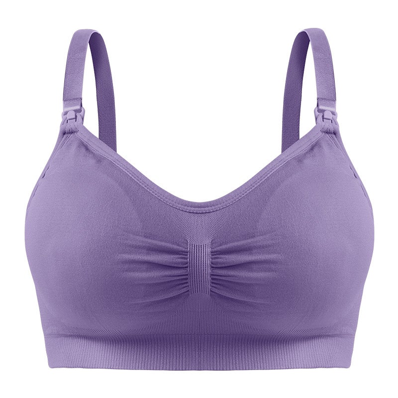 Nursing Bra Open Buckle Without Steel Ring Double Layer Seamless Postpartum Nursing Bra Underwear With Detachable Breathable Breast Pad - Image 1