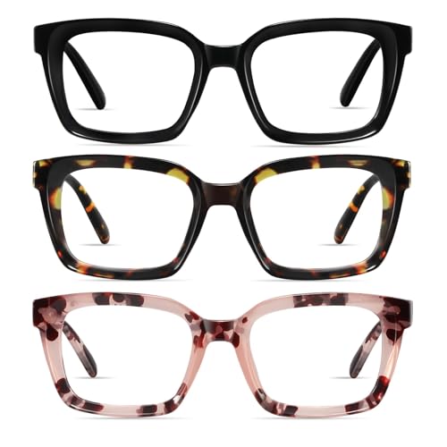 XVXV Reading Glasses for Women Men Blue Light Blocking Readers Oversize Oprah Square Anti GlareEyestrain Spring Hinge3PackMix105X - Image 2