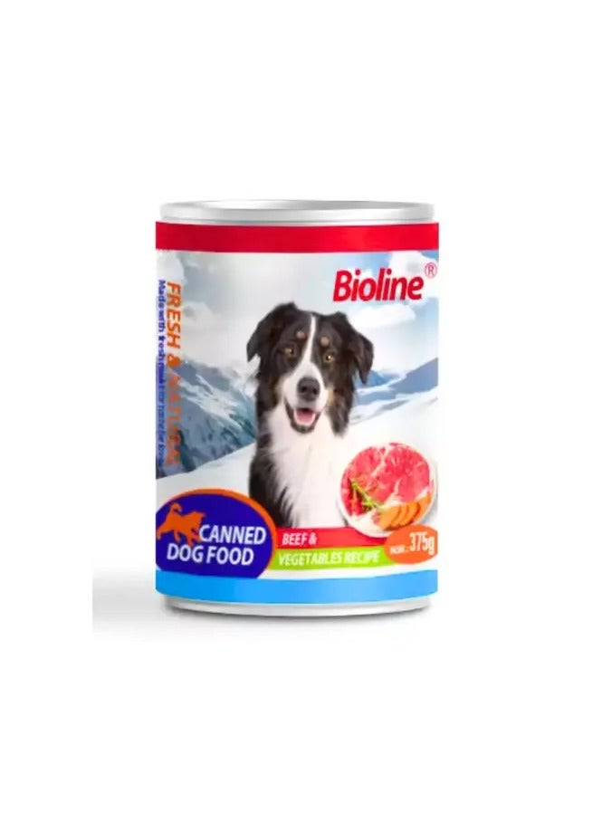 بايولاين طعام الكلاب المعلب من بيولاين، 375 جم - [نكهة - لحم بقري وخضراوات]، 5 قطع - Image 2