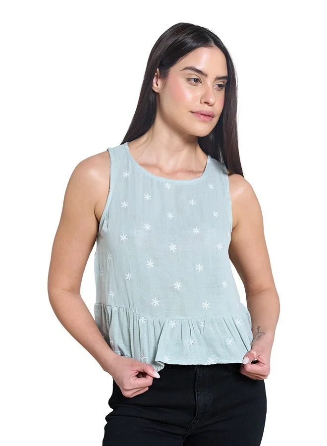 اشاراي Women's Sleeveless Embroidered Crop Length Top  Comfortable Material, Breathable Daily Wear, Casual Fashion Outfit, Special Occasion Outfit, Trendy & Chic Apparel