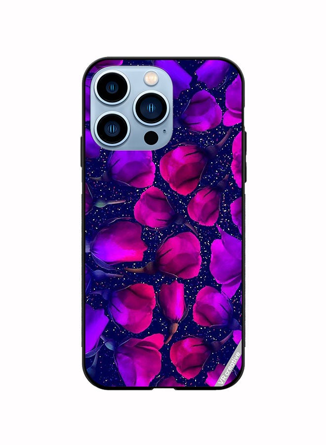 VR CREATIVE Protective Case Cover For Apple iPhone 14 Pro Max Purple Roses Flower Design Multicolour - Image 1