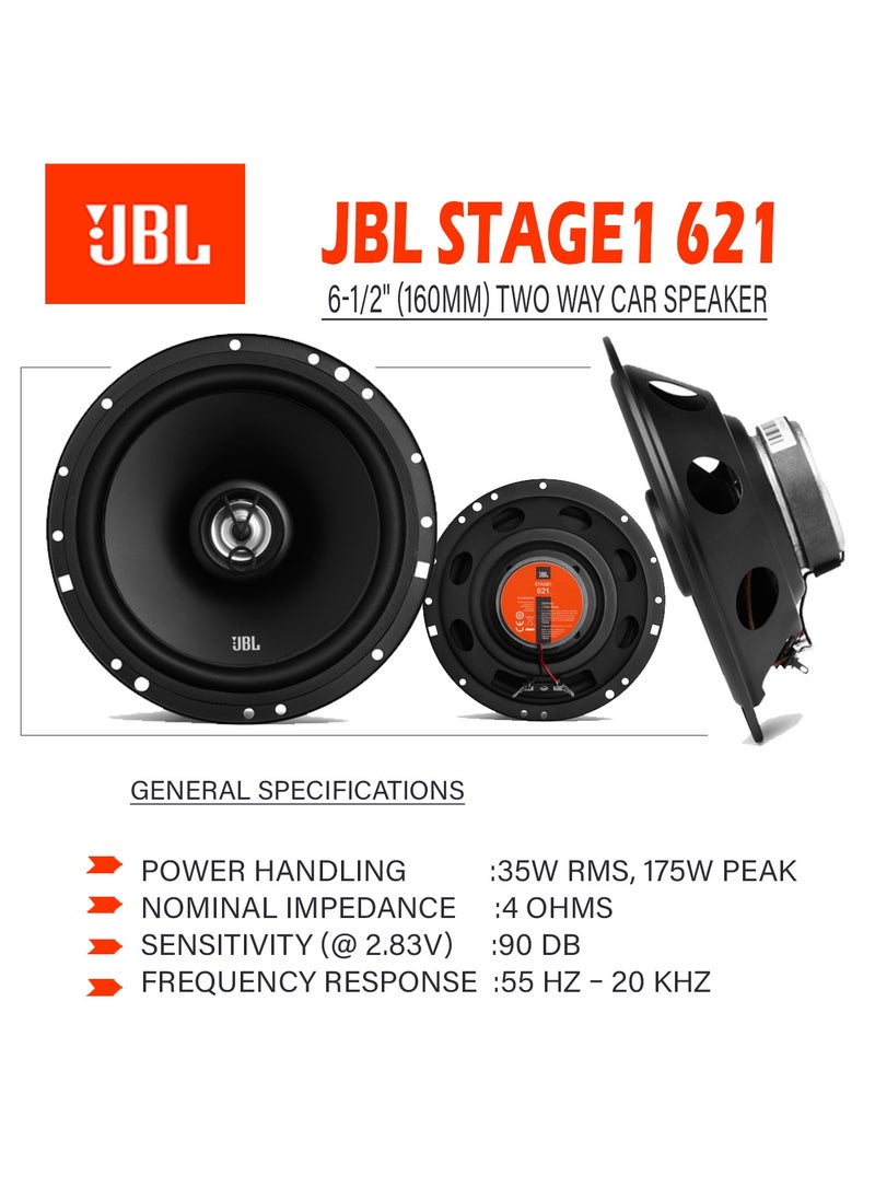 JBL - Stage1 621 - Harman Kardon 2-Way Car Speaker Set - 175 Watt Speaker - 2 Pieces 6.5" Speaker 16-17cm - Image 1