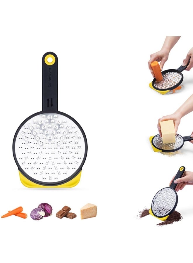 Dreamfarm 3mm Ograte – Medium | Easy Speed Cheese Food Grater with 2-Way Blades for Efficient Grating | Easy-to-Use Zester Tool | Non-Slip Foot for Greater Safer Easier Control | Blade Cover | Yellow - Image 1