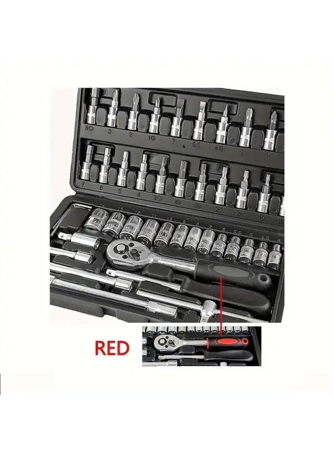 46 Pcs Black Automotive Tool Kit Ratchet Torque Wrench And Multi Screwdriver Set - Image 5