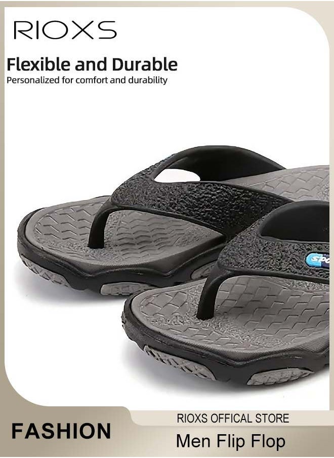RIOXS - Men's Flip Flop, Anti-Slip Shower Slippers, Quick Drying Lightweight Flat Sandal For Indoor Or Outdoor Use, Thong Slippers Arch Support Sandals, Beach Slippers - Image 1