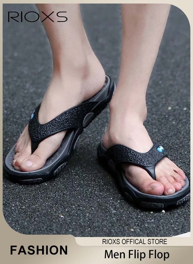 RIOXS Men's Flip Flops, Comfortable Arch Support Thong Sandals for Men, Linghtweight Anti-slip Shower Slippers, Trendy Flat Beach Sandals for Indoor or Outdoor Use, Summer Waterproof Cloud Slides for Vacation, Cruise Boat Trip, Walking, Running Errand, River Lake Fishing and More - Image 2