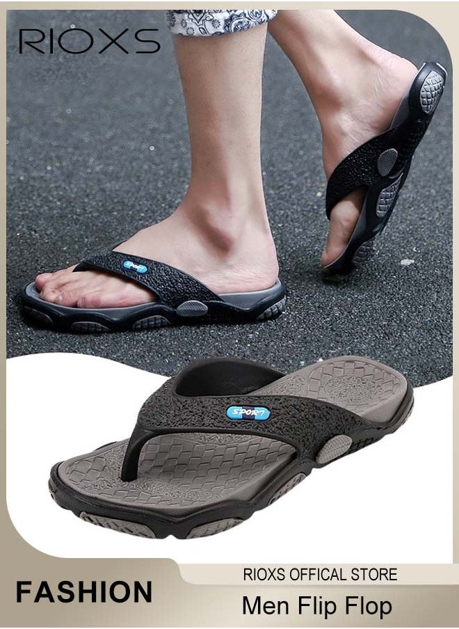 RIOXS - Men's Flip Flop, Anti-Slip Shower Slippers, Quick Drying Lightweight Flat Sandal For Indoor Or Outdoor Use, Thong Slippers Arch Support Sandals, Beach Slippers - Image 1