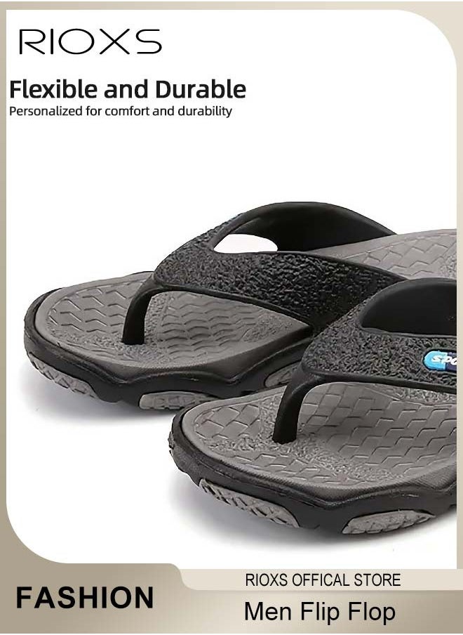 RIOXS - Men's Flip Flop, Anti-Slip Shower Slippers, Quick Drying Lightweight Flat Sandal For Indoor Or Outdoor Use, Thong Slippers Arch Support Sandals, Beach Slippers - Image 1