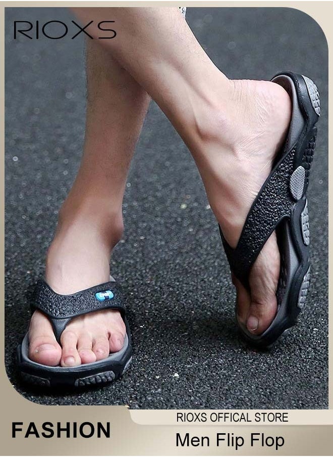 RIOXS - Men's Flip Flop, Anti-Slip Shower Slippers, Quick Drying Lightweight Flat Sandal For Indoor Or Outdoor Use, Thong Slippers Arch Support Sandals, Beach Slippers - Image 1