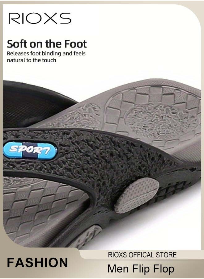 RIOXS - Men's Flip Flop, Anti-Slip Shower Slippers, Quick Drying Lightweight Flat Sandal For Indoor Or Outdoor Use, Thong Slippers Arch Support Sandals, Beach Slippers - Image 1