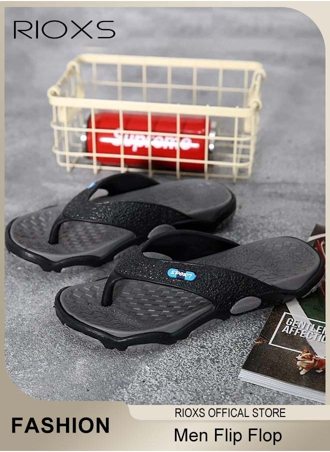 RIOXS - Men's Flip Flop, Anti-Slip Shower Slippers, Quick Drying Lightweight Flat Sandal For Indoor Or Outdoor Use, Thong Slippers Arch Support Sandals, Beach Slippers - Image 1