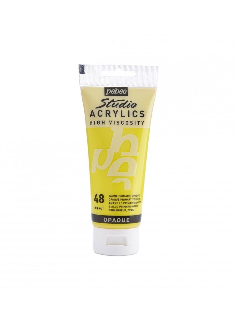 Pebeo Studio Acrylics Acrylic Paint Tube 100ml Content Opaque Primary Yellow - Image 1