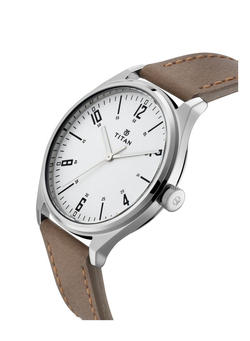 Titan Men's Urban Edge Siler Dial Leather Watch - Image 3