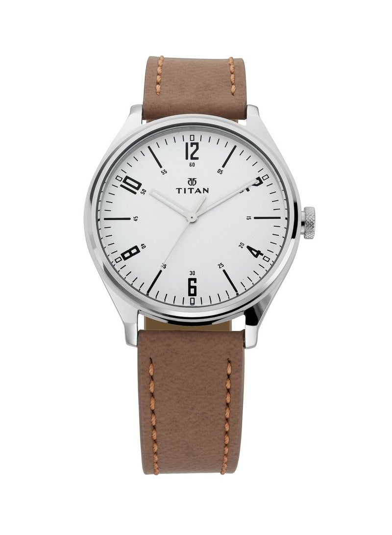 Titan Men's Urban Edge Siler Dial Leather Watch - Image 1