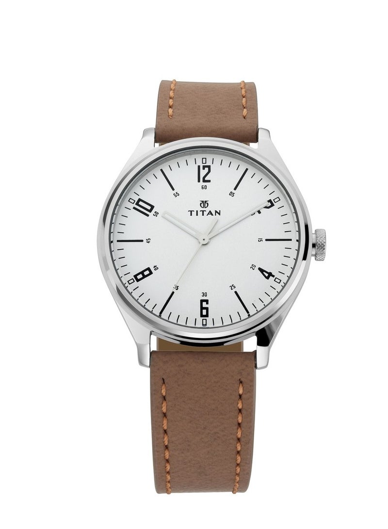 Titan Men's Urban Edge Siler Dial Leather Watch - Image 4