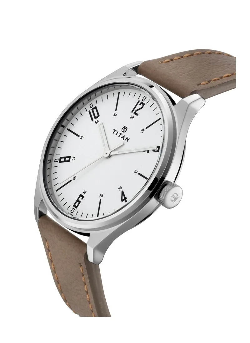 تيتان Titan Men's Urban Edge Siler Dial Leather Watch