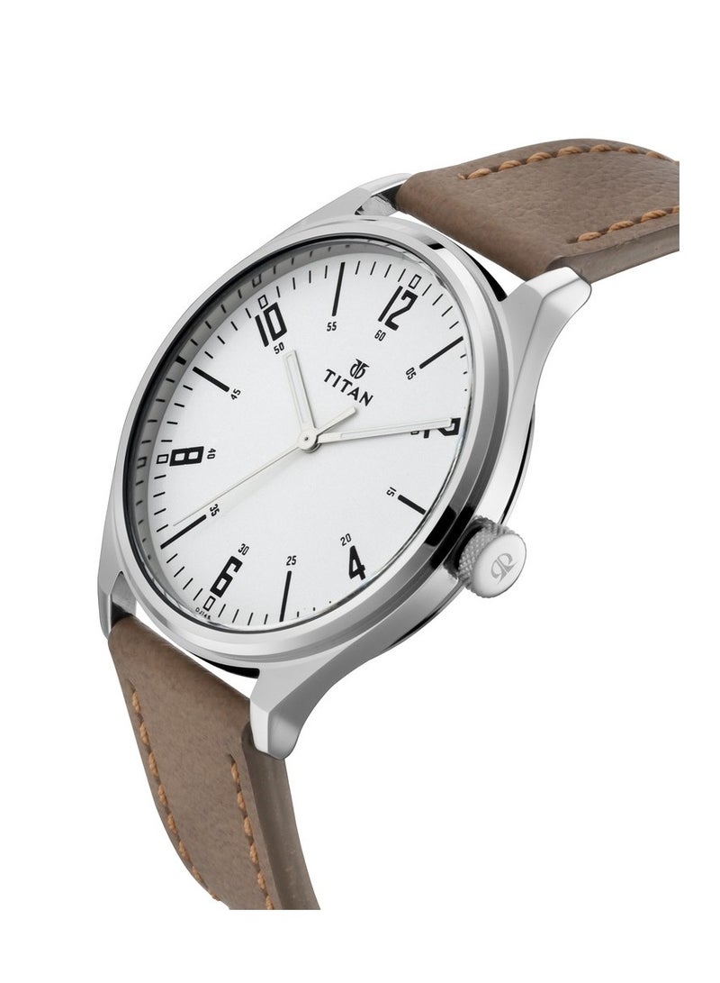 Titan Men's Urban Edge Siler Dial Leather Watch - Image 2