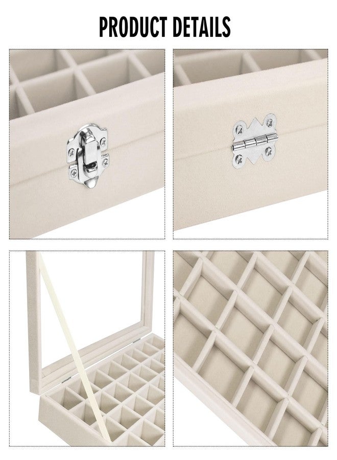 Vicoter Velvet Jewelry Tray 48 Compartments Jewelry Display Organizer with Transparent Cover Rings, Earrings, Necklaces, Pendants Storage Box for Girls, Wives, Mothers, Women - Image 4