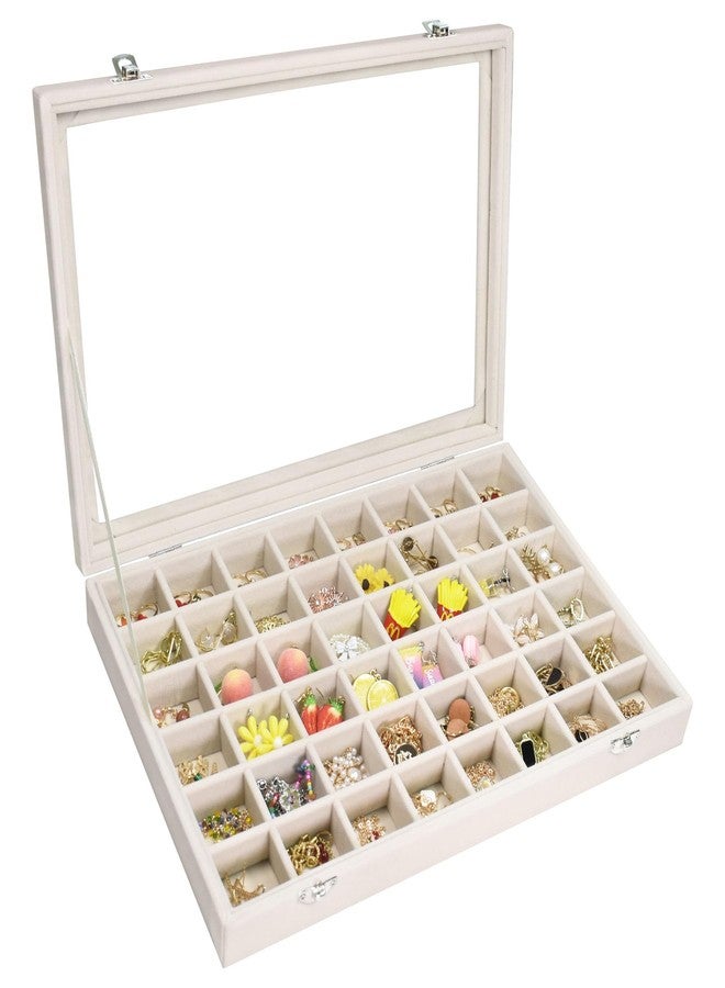 Vicoter Velvet Jewelry Tray 48 Compartments Jewelry Display Organizer with Transparent Cover Rings, Earrings, Necklaces, Pendants Storage Box for Girls, Wives, Mothers, Women - Image 1