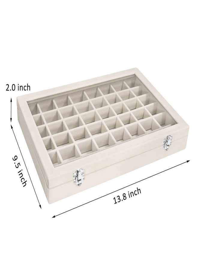 Vicoter Velvet Jewelry Tray 48 Compartments Jewelry Display Organizer with Transparent Cover Rings, Earrings, Necklaces, Pendants Storage Box for Girls, Wives, Mothers, Women - Image 2