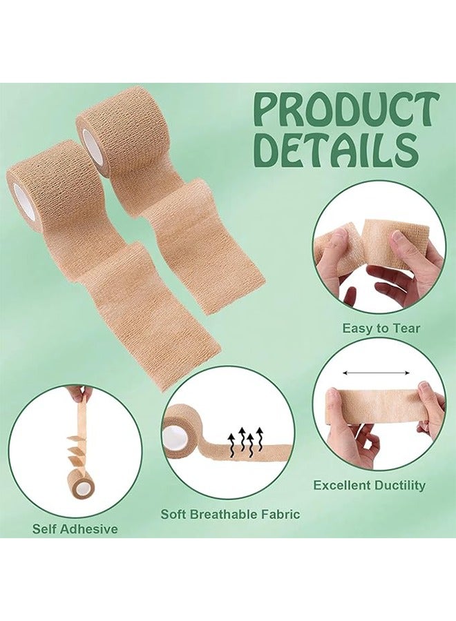 6-Pack Self-Adherent Cohesive Wrap Bandages, Non-Woven Disposable Wound Dressing Elastic Bandage, First Aid Wrist Strap, Fixed Breathable Sports Bandage - Skin Tone/Black (5CM*4.5M) ﻿ - Image 4