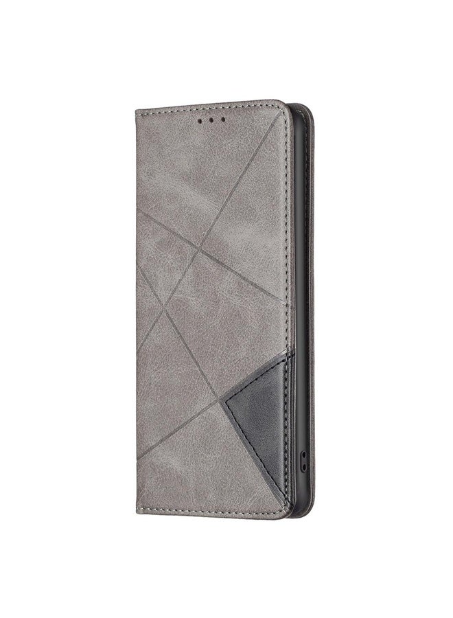 Case Cover For Nokia C32 Rhombus Texture Magnetic Leather Phone Case(Grey)
