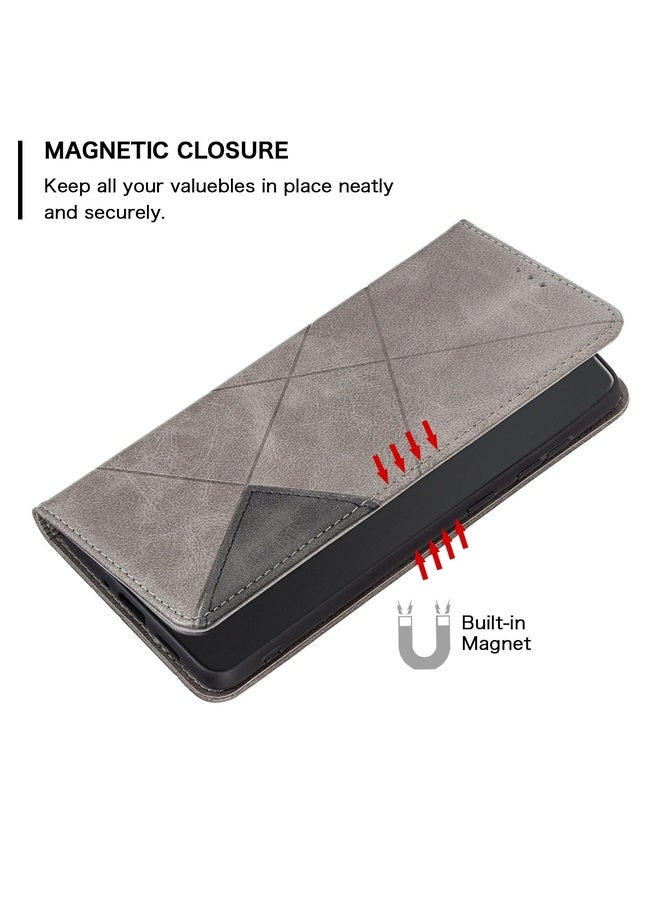Case Cover For Nokia C32 Rhombus Texture Magnetic Leather Phone Case(Grey)