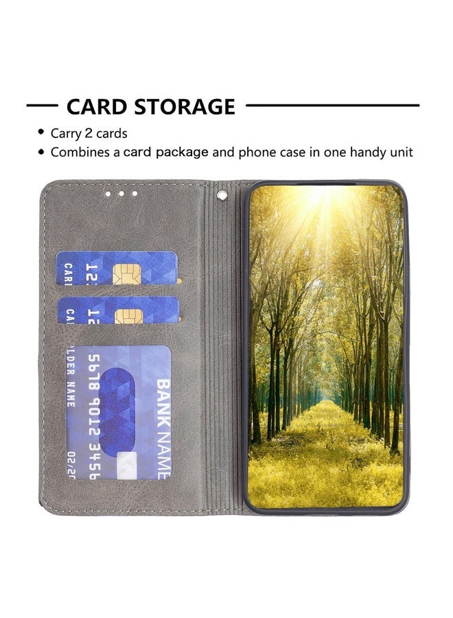Case Cover For Nokia C32 Rhombus Texture Magnetic Leather Phone Case(Grey)