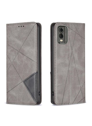 Case Cover For Nokia C32 Rhombus Texture Magnetic Leather Phone Case(Grey) - pzsku/Z12917C238909EABA706EZ/45/1752866769/246fba63-729a-458f-87cf-efbcb3d4ac43