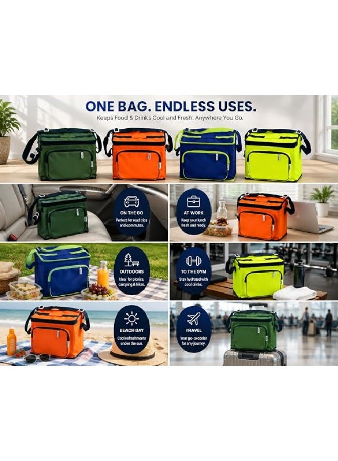 Large insulated cooler bag with a 17-liter capacity, thermal lunch bag with an adjustable shoulder strap, portable zippered food storage bag, foldable, ideal for picnics, camping, travel, beach, and shopping. Dimensions: 30 x 28 x 20 cm - Image 4