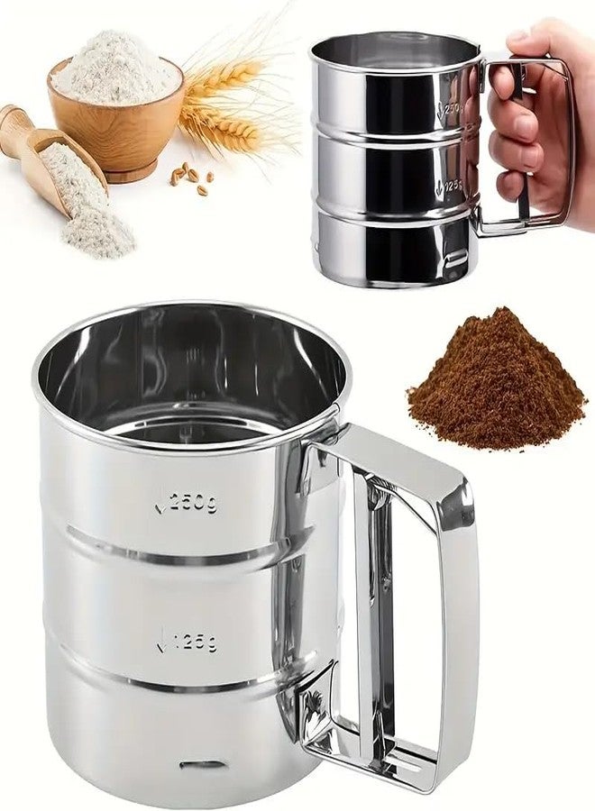 KERFORA Flour Sifter for Baking | Stainless Steel Atta Chalni with Hand Press Design | Corrosion-Resistant Large Capacity Sieve for Flour, Sugar, and Coffee Powder - Image 4