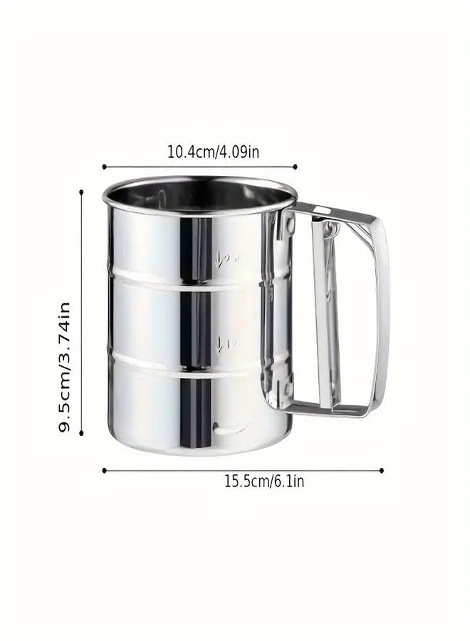 KERFORA Flour Sifter for Baking | Stainless Steel Atta Chalni with Hand Press Design | Corrosion-Resistant Large Capacity Sieve for Flour, Sugar, and Coffee Powder - Image 2