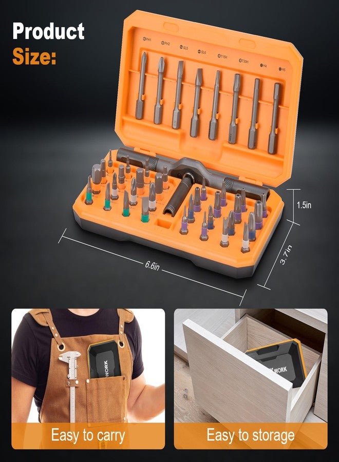 THINKWORK 42 in 1 Ratchet Screwdriver Set, Magnetic Bit Screwdriver Set With Detachable Ratchet Handle, Repair Tool Kit for furniture, computer, bicycle and DIY free Combination - Image 5