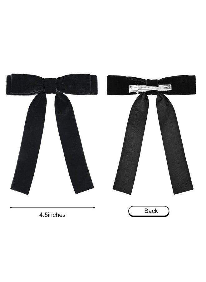 Aileam - 2Pcs Black Velvet Bows Girls Hair Clip Ribbon Accessories For Baby Toddlers Teens Kids - Image 1